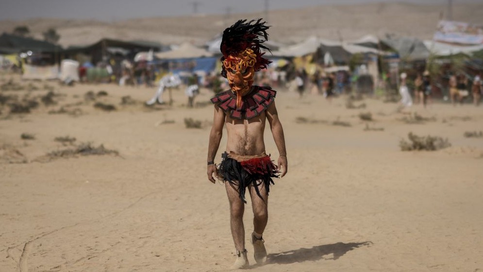 A participant in costume at Midburn. The second annual festival modeled after America's Burning Man on May 24, 2015. (Photo credit: Ben Kelmer/Flash90) A participant in costume at Midburn. The second annual festival modeled after America's Burning Man on May 24, 2015. (Photo credit: Ben Kelmer/Flash90)