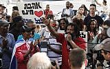 Illustrative: Protesters call for an end to discrimination against Israelis of Ethiopian descent at a protest in Tel Aviv on March 18, 2015 (Judah Ari Gross/Times of Israel)