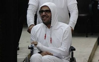 Mohammed Soltan during a court appearance in Cairo, Egypt on March 9, 2015 (AP Photo/Heba Elkholy)