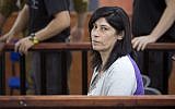 Senior Popular Front for the Liberation of Palestine (PFLP) member Khalida Jarrar, sitting at the Ofer Military Court near Ramallah on May 21, 2015. (AP/Majdi Mohammed)