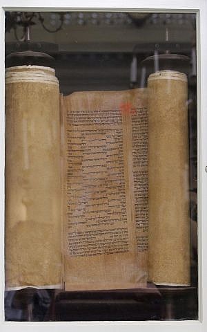 In this Thursday, May 28, 2015 photo, a 500 year-old Torah gifted to the Touro Synagogue, the nation's oldest, is seen in its Ark in Newport, Rhode Island. (AP/Stephan Savoia) 