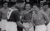 Palestine's 1939 soccer team. (JTA, British Pathé/YouTube)