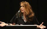 Pamela Geller, cofounder and president of Stop Islamization of America, is shown during the American Freedom Defense Initiative program at the Curtis Culwell Center in Garland, Texas, on May 3, 2015. (photo credit: Gregory Castillo/The Dallas Morning News via AP)