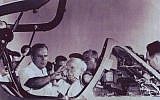 Al Schwimmer, who guided the vast operation to build Israel's air force, with Israeli Prime Minister David Ben-Gurion. (Courtesy of Boaz Dvir via JTA)