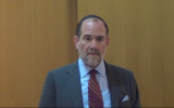 Rabbi Jonathan Rosenblatt speaking at the Riverdale Jewish Center in New York on February 26, 2014. (Screen grab: YouTube)
