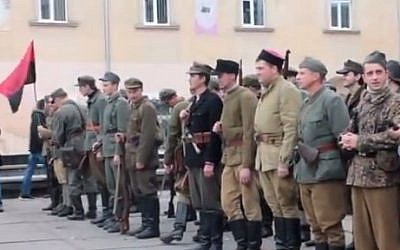 UPA supporters march in Lviv, Ukraine in 2012 (YouTube screen capture)