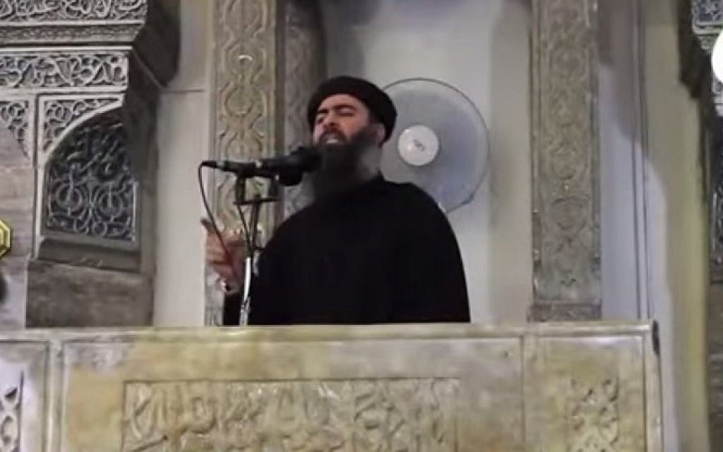 File: Islamic State leader Abu Bakr al-Baghdadi giving a sermon. (screen capture: YouTube) File: Islamic State leader Abu Bakr al-Baghdadi giving a sermon. (screen capture: YouTube)
