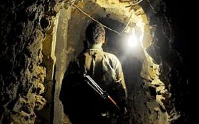 A picture purportedly from inside a Hezbollah tunnel on the northern border, as shown by As-Safir (As-Safir photo)