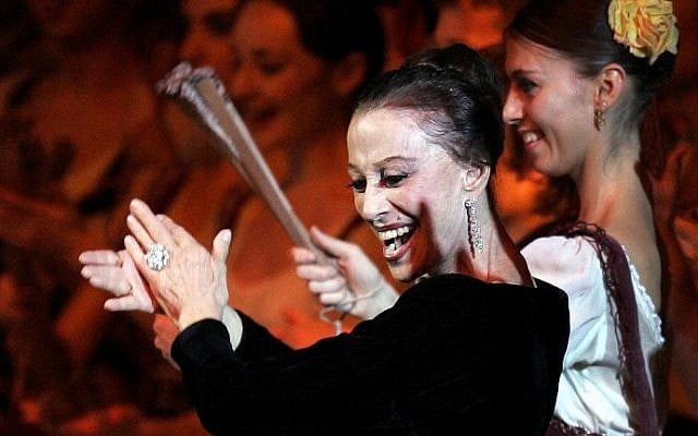 A file picture taken on November 20, 2005 shows Russian ballet dancer Maya Plisetskaya dancing during a performance in her honor on stage at the Kremlin Palace in Moscow (photo credit: AFP/ YURI KADOBNOV) A file picture taken on November 20, 2005 shows Russian ballet dancer Maya Plisetskaya dancing during a performance in her honor on stage at the Kremlin Palace in Moscow (photo credit: AFP/ YURI KADOBNOV)