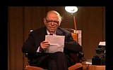 Pulitzer Prize-winning author Herman Wouk, who turns 100 on May 27, reads from his work. (YouTube screen capture)