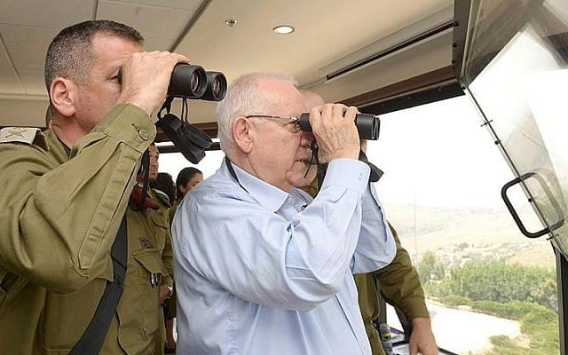 President Reuven Rivlin during a visit to the northern border on May 27, 2015. (Mark Neyman/GPO) President Reuven Rivlin during a visit to the northern border on May 27, 2015. (Mark Neyman/GPO)
