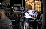 Demonstrators at Tel Aviv's Habima Square protest the deportation of African migrants on Saturday, May 2, 2015. (screen capture: Ynet)