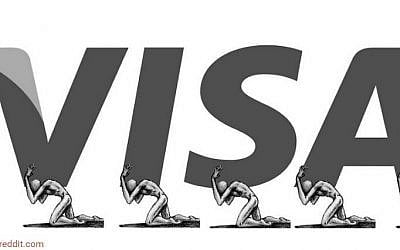 A Visa anti-logo created by an artist to draw attention to human rights abuses in Qatar to prepare for the 2022 World Cup. (Screen capture: Boredpanda/Reddit)