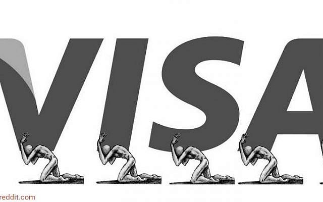 A Visa anti-logo created by an artist to draw attention to human rights abuses in Qatar to prepare for the 2022 World Cup. (Screen capture: Boredpanda/Reddit) A Visa anti-logo created by an artist to draw attention to human rights abuses in Qatar to prepare for the 2022 World Cup. (Screen capture: Boredpanda/Reddit)
