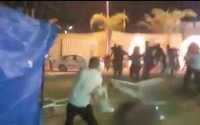 A wedding reception in Jisr az-Zarqa turned violent on Friday, May 8, 2015. (Photo credit: YouTube screen capture)