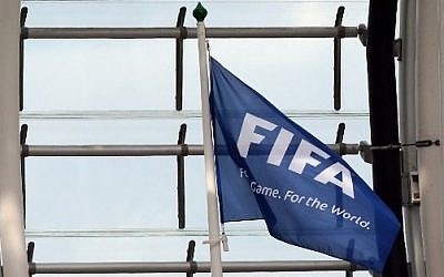 A FIFA flag at Aviva Stadium in Dublin on June 7, 2015 (Paul Faith/AFP)