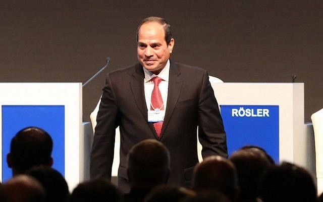 Egyptian President Abdel-Fattah el-Sissi at the World Economic Forum on the Middle East and North Africa 2015 on May 22, 2015, in the Dead Sea resort of Shuneh, Jordan. (AFP/Khalil Mazraawi) Egyptian President Abdel-Fattah el-Sissi at the World Economic Forum on the Middle East and North Africa 2015 on May 22, 2015, in the Dead Sea resort of Shuneh, Jordan. (AFP/Khalil Mazraawi)