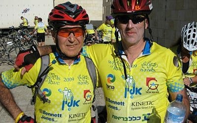 Betzalel Zielinski of Rishon Lezion, Israel (right) will participate in the Ride for the Living with his father, Holocaust survivor Marcel Zielinski of Montreal, Canada. (Courtesy) Betzalel Zielinski of Rishon Lezion, Israel (right) will participate in the Ride for the Living with his father, Holocaust survivor Marcel Zielinski of Montreal, Canada. (Courtesy)