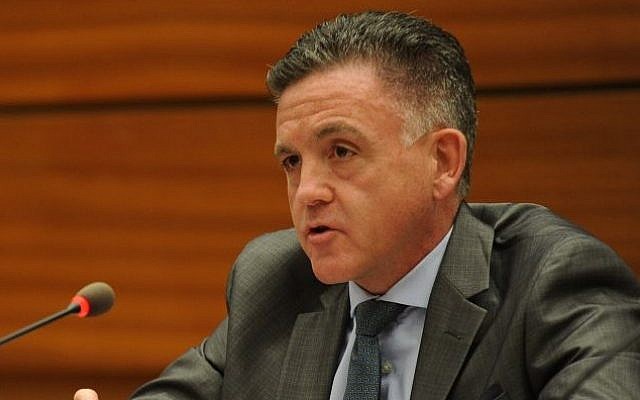 Lt. Col. Geoffrey Corn, a law professor who advised the JINSA committee speaks at the Human Rights Council in Geneva, June 29, 2015 courtesy UN Watch/ Oliver O’Hanlon