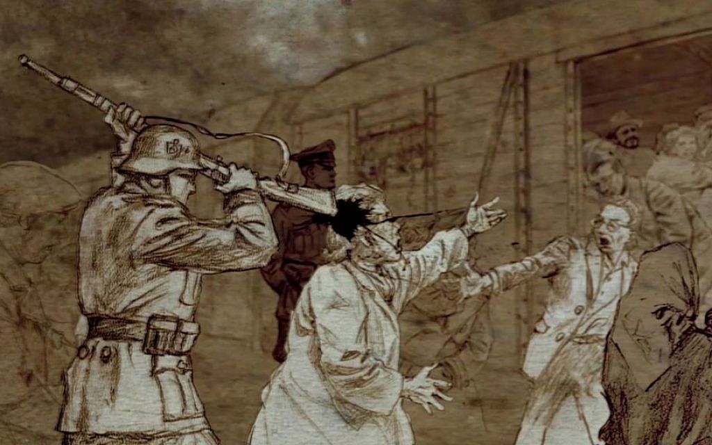Animation drawing from 'Karski & The Lords of Humanity' by Tomasz Niedzwiedz. (Courtesy)