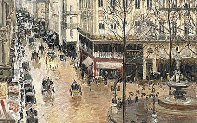 Detail from Camille Pissarro's 'Rue Saint-Honoré, Après-midi, Effet de Pluie' (Wikimedia/public domain)