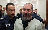 Jack Tytell (right), convicted terrorist, is seen at the Jerusalem District Court on January 16, 2013. (Yonatan Sindel/Flash90)