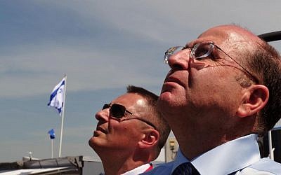Defense Minister Moshe Ya'alon seen during an inauguration ceremony at the Israeli pavilion at the  Paris Air Salon, France. June 17, 2013. (Ariel Hermoni/Ministry of Defense/FLASH90)
