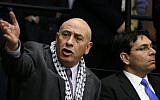 Arab Israeli parliament member MK Basel Ghattas of the Joint (Arab) List in the Knesset, February 12, 2015. (Hadas Parush/Flash90)