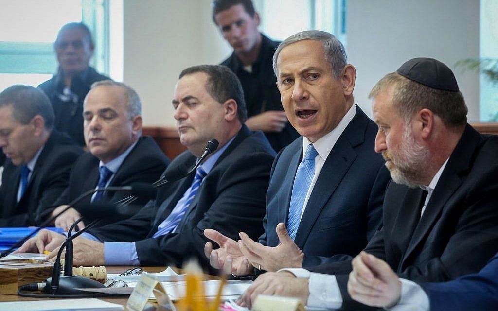 Benjamin Netanyahu leads the weekly cabinet meeting in Jerusalem on May 31, 2015. (Marc Israel Sellem/POOL) Benjamin Netanyahu leads the weekly cabinet meeting in Jerusalem on May 31, 2015. (Marc Israel Sellem/POOL)