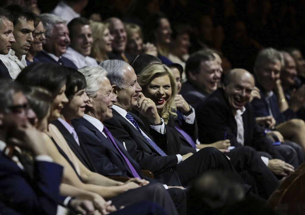 Carys Douglas, Catherine Zeta-Jones, Dylan Douglas, Michael Douglas, Prime Minister Benjamin Netanyahu, Sara Netanyahu and Natan Sharansky at the Genesis Prize Ceremony, June 18, 2015 (Marc Israel Sellem/Flash 90) Carys Douglas, Catherine Zeta-Jones, Dylan Douglas, Michael Douglas, Prime Minister Benjamin Netanyahu, Sara Netanyahu and Natan Sharansky at the Genesis Prize Ceremony, June 18, 2015 (Marc Israel Sellem/Flash 90)