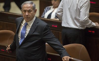 Prime Minister Benjamin Netanyahu at the Knesset on June 29, 2015 (Hadas Parush/Flash90)