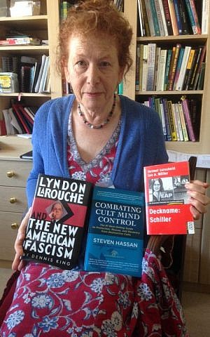 Erica Duggan, seen in her London home in June 2015, hopes to expose the LaRouche movement for its extremist ideology. (Jenni Frazer/The Times of Israel)