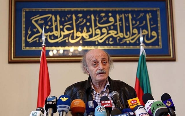 Walid Jumblatt, the political leader of Lebanon's minority Druze sect, speaks during a press conference after a meeting of the Druze community's religious leadership in Beirut, Lebanon, Friday, June 12, 2015. (AP Photo/Bilal Hussein) Walid Jumblatt, the political leader of Lebanon's minority Druze sect, speaks during a press conference after a meeting of the Druze community's religious leadership in Beirut, Lebanon, Friday, June 12, 2015. (AP Photo/Bilal Hussein)