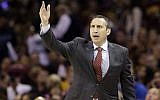 Then-Cleveland Cavaliers head coach David Blatt calls a play during the first half of Game 6 of basketball's NBA Finals against the Golden State Warriors, in Cleveland, Tuesday, June 16, 2015. (AP/Tony Dejak)