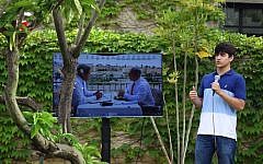 Noor Afifi, the 16 year old CEO of Plan B, pitches his project to investors (Alan Weinkrantz)