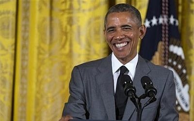 US President Barack Obama smiles during an event with Young Southeast Asian Leaders Initiative fellows, Monday, June 1, 2015, in the East Room of the White House in Washington (AP Photo/Evan Vucci)