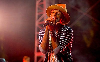Pharrell Williams, park ranger hat firmly in place, performing at a recent Coachella Valley Music festival (Courtesy Shawn Ahmed/CC BY 2.0)