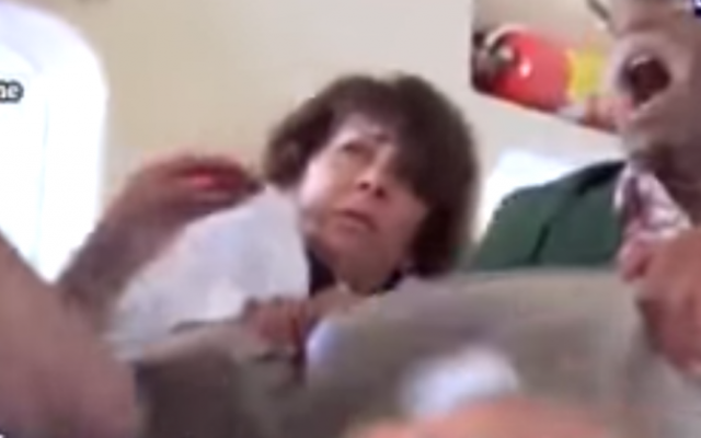 Plane 'prank' victim Lucy at the height of her airborne trauma (YouTube screenshot) Plane 'prank' victim Lucy at the height of her airborne trauma (YouTube screenshot)