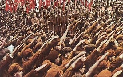 Illustrative: Hitler Youth members perform the Nazi salute at a rally at the Lustgarten in Berlin, 1933 (CC BY-SA Bundesarchiv, Bild/Wikimedia Commons)