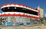 The Dolphinarium in Tel Aviv, with a new paint job by street artist Dede (Courtesy Facebook)
