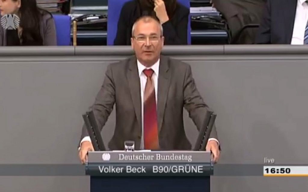 German parliamentarian Volker Beck of the Green Party (Screen capture: YouTube) German parliamentarian Volker Beck of the Green Party (Screen capture: YouTube)