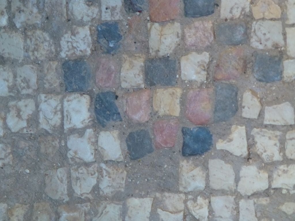 A Byzantine mosaic from the original church of the annunciation found beneath the modern church's courtyard in Nazareth. (courtesy of R. Freund, University of Hartford) A Byzantine mosaic from the original Church of the Annunciation in Nazareth, found beneath the modern church's courtyard. (courtesy of R. Freund, University of Hartford)