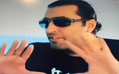 Syrian actor Bassem Yakhour, victim of an Egyptian TV prank, on a yacht as the hoax gets underway (Channel 2 screenshot)victim (Channel 2 screenshot)