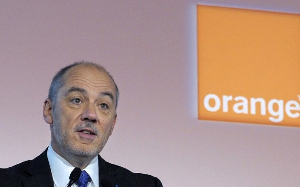 A file picture taken in Paris on February 17, 2014, shows French telecom operator Orange CEO Stephane Richard (Eric Piermont/AFP)