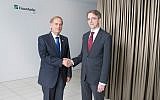 Israeli Ambassador to Germany Yakov Hadas-Handelsman (left) with Fraunhofer SIT's CEO Prof. Dr. Michael Waidner (Courtesy)