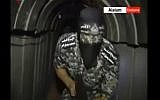 Screenshot from an Iranian TV report purporting to show a new Hamas tunnel that reaches into Israeli territory, June 28, 2015. (Screenshot/Al-Alam)