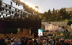 As the sun set, the Jerusalem Opera Festival began in Sultan's Pool, for the first time in four years (Jessica Steinberg/Times of Israel)