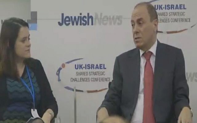 Interior Minister Silvan Shalom in London on June 22, 2015 (screen capture: Channel 2)