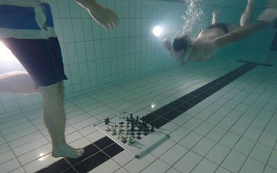 Diving Chess is a real thing and was invented by Israeli chess master Etan Ilfeld. (courtesy JW3)