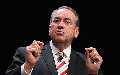Former Arkansas governor Mike Huckabee fields questions at the Family Leadership Summit in Ames, Iowa, on July 18, 2015. (Scott Olson/Getty Images/AFP)